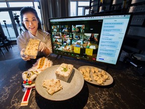 Chef Denice Wai with Zoom callers watching and cooking with her. Wai, will be showing a group of parents/kids online how to make traditional Lunar New Year treats, including turnip cake and dumplings.