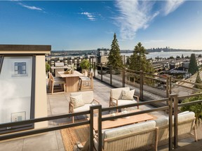 An artist's rendering of a rooftop patio at Neu on 3rd — a 27 unit townhome development in the City of North Vancouver’s Moodyville neighbourhood.