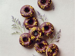 Chocolate icing and homemade lemon sprinkles crown these vegan doughnuts, which are baked rather than fried.