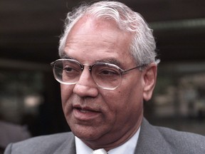 Charan Gill from B.C. Organization to Fight Racism comments outside Surrey Provincial Court in 1998.