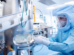 Part of the manufacturing process of the Pfizer-BioNTech COVID-19 vaccine in Marburg, Germany.