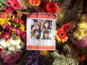 A memorial for Japanese student Natsumi Kogawa outside a home in downtown Vancouver.