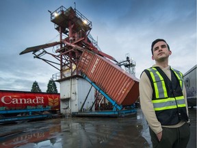 Jordan Atkins at the WTC Group Lindsey Terminal in Delta on Feb. 2.