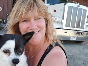 Truck driver Carole Webster, who stopped to answer some questions en route to B.C. from southern California with a load of juice concentrate.