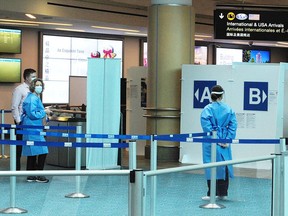 Scenes from the International arrivals level at Vancouver International Airport as a mandatory three day quarantine takes effect on February 22, 2021.