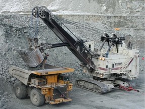 Taseko Mines' Gibraltar mine equipment in its granite pit.