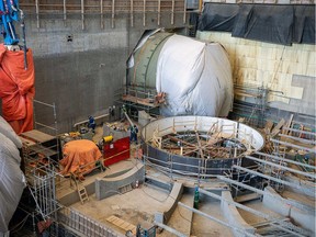 Work began in February on installing the turbine-embedded components for Units 1 and 2 inside the powerhouse.