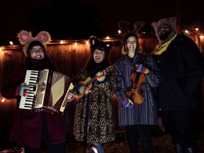 The Chop Theatre presents the Quarantettes, coming to a residential home near you (possibly) this weekend. (Pictured: a previous incarnation of the group, featuring Mishelle Cuttler, Christine Quintana, Molly MacKinnon, and Jiv Parasram.) credit: Reznek Creative. courtesy of: The Chop Theatre. For Shawn Conner story.