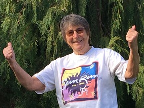 KEEF volunteer board president Alinda Ware, pictured in her 1995 Sun Run T-shirt, is part of a Vancouver Island-based team participating in this year's virtual Sun Run. For Shawn Conner story.