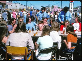 Howard Fry photo of Greek Days on West Broadway, 1976. Taken for a book, The City of Vancouver, that was published by J.J. Douglas.