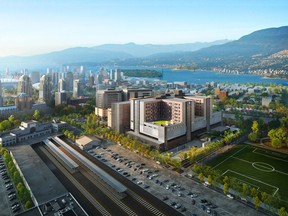 A rendering of the new St. Paul's Hospital at the False Creek Flats.