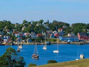 Looking across the harbour at the town of Lunenburg, Nova Scotia.