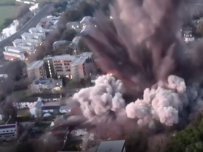 The local police force took drone footage of the blast.