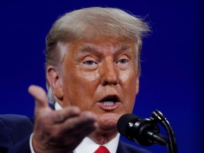 Former U.S. President Donald Trump speaks at the Conservative Political Action Conference (CPAC) in Orlando, Fla., Feb. 28, 2021.