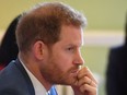 Britain's Prince Harry, Duke of Sussex, attends a roundtable discussion on gender equality with The Queen's Commonwealth Trust (QCT) and One Young World at Windsor Castle, Windsor, Britain October 25, 2019. J