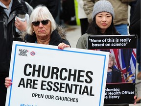 Church supporters gathered, unmasked, outside the B.C. Supreme Court building in Vancouver on Monday as hearings were held challenging provincial restrictions on religious services during the pandemic. Many of the demonstrators were actively aggressive toward members of the media and claimed that everything published by Canadian news outlets is fake.