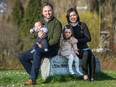 Liberal leadership contender Gavin Dew, wife Erin Shum and kids Abby, 2, and Evan, four months, at Falaise Park in Vancouver on March 29.