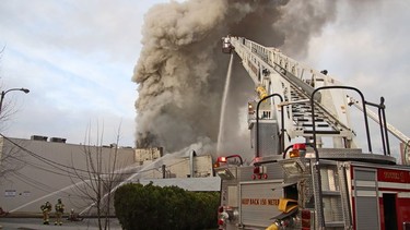 Photos of a structural fire at the Masonic Temple on Tuesday, March 30, 2021 at 1140 Lonsdale Avenue, North Vancouver.