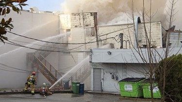 Photos of a structural fire at the Masonic Temple on Tuesday, March 30, 2021 at 1140 Lonsdale Avenue, North Vancouver.