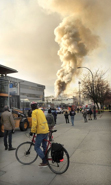 North Vancouver Fire Department battle a fire at the Duke of Connaught Lodge No. 64, also called the North Vancouver Masonic Centre, in a heritage building located at 1142 Lonsdale Ave.