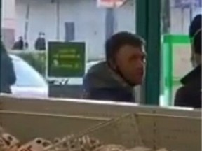 Surrey RCMP are asking the public for help in finding a man who allegedly spit on a security guard at a Dollarama store in Guildford.