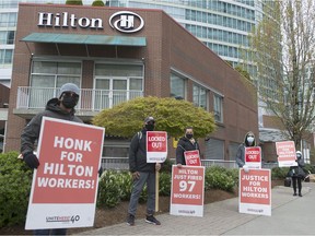 The City of Burnaby has passed a motion supporting dozens of locked-out hotel workers by saying it won't support business at Hilton Metrotown.