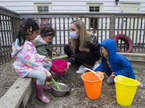 Pebble Lane Early Learning owner Jennifer Ratcliffe with some of the children at her facility.