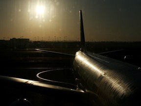 The sun rises over Sydney International airport on April 19, 2021 in Sydney, Australia.