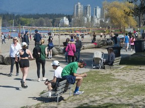 Kits Beach in Vancouver last weekend. Despite solid agreement with tighter public health orders, 55 per cent of us admit that we are breaking one or more of the current ones to some degree, and 11 per cent of us admit that there is at least one public health order that we never follow.