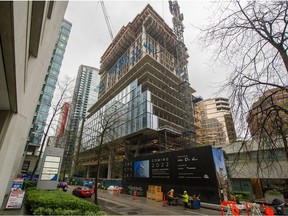 The Stack building under construction on Melville St. in Vancouver.