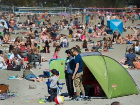 The Vancouver Police Department will be rethinking their approach to the policing of outdoor partying, Mayor Kennedy Stewart said Sunday morning, after back-to-back nights of raucous beach parties in the city went unchecked. On Sunday, Kits Beach in Vancouver was crowded as people enjoyed the spectacular spring weather.