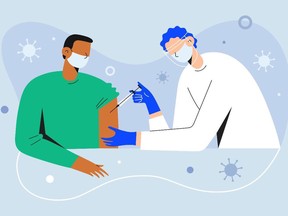 Illustration of patient being vaccinated