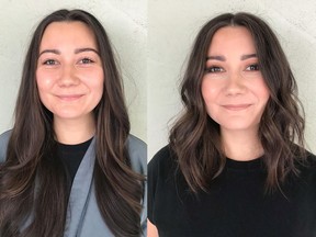Lia McMillan is a 31-year-old graphic designer who was keen on updating her hair with a fresh summer haircut. On the left is Lia before her makeover, on the right is her after.