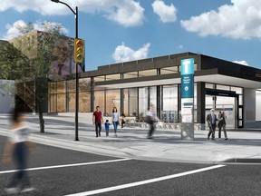 An artist's rendering of the Mt. Pleasant SkyTrain Station, part of the Broadway Subway project.