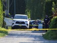 One person was shot dead in an alley beside a white Toyota SUV near Hart Street and Henderson Avenue in Coquitlam around 5 p.m. Saturday, May 22, 2021.