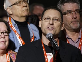 Documentary film producer Avi Lewis is seeking the federal NDP nomination in a riding in southern British Columbia. Lewis is pictured here at an NDP convention in 2016.