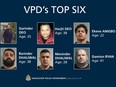 Vancouver Police today released the photos, names and ages of six gangsters with links to Vancouver who pose a significant risk to the safety of the public.