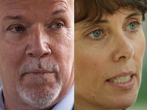 Premier John Horgan and Green Leader Sonia Furstenau.