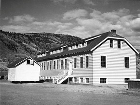 A new classroom building at the Kamloops Indian Residential School is seen in Kamloops, British Columbia, Canada circa 1950.