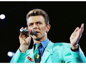 David Bowie performs on stage during The Freddie Mercury Tribute Concert at Wembley Stadium in London, Britain, April 20, 1992.