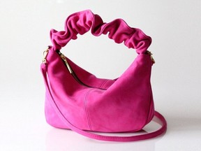 Opelle ‘Evie’ scrunchie bag in carnation, $325 at Opelle, opellecreative.com.