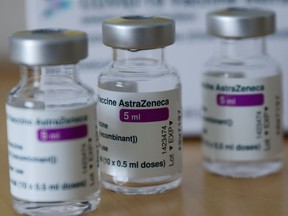 Vials of the AstraZeneca's COVID-19 vaccine.