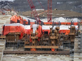 Spillway headworks under construction last month at the B.C. Hydro Site C dam project on the Peace River near Fort St. John.