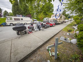 Recreational vehicles parked next to Van Tech secondary near Slocan and 12th Avenue