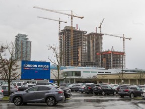 Construction at Lougheed Town Centre in Burnaby, in 2021, which is served by SkyTrain.