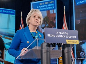 Dr. Bonnie Henry, provincial health officer, announces restart at May 25, 2021 COVID-19 announcement. Photo credit Don Craig / Government of B.C.