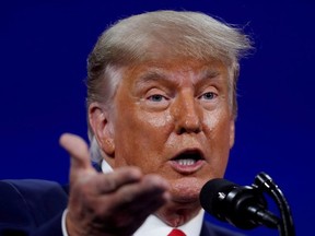 Former U.S. President Donald Trump speaks at the Conservative Political Action Conference (CPAC) in Orlando, Florida, U.S. February 28, 2021.