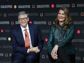 In this file photo taken on September 26, 2018 Bill Gates and his wife Melinda Gates introduce the Goalkeepers event at the Lincoln Center in New York. Bill and Melinda Gates have announced that they are divorcing.