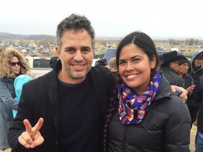 Actor Mark Ruffalo has a history of supporting environmental causes, such as this 2016 protest with Indigenous lawyer and activist Tara Houska against the North Dakota Access Pipeline.