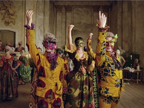 This video still from Un Ballo In Maschera, 2004, by Yinka Shonibare CBE, is part of the Interior Infinite show at the Polygon.